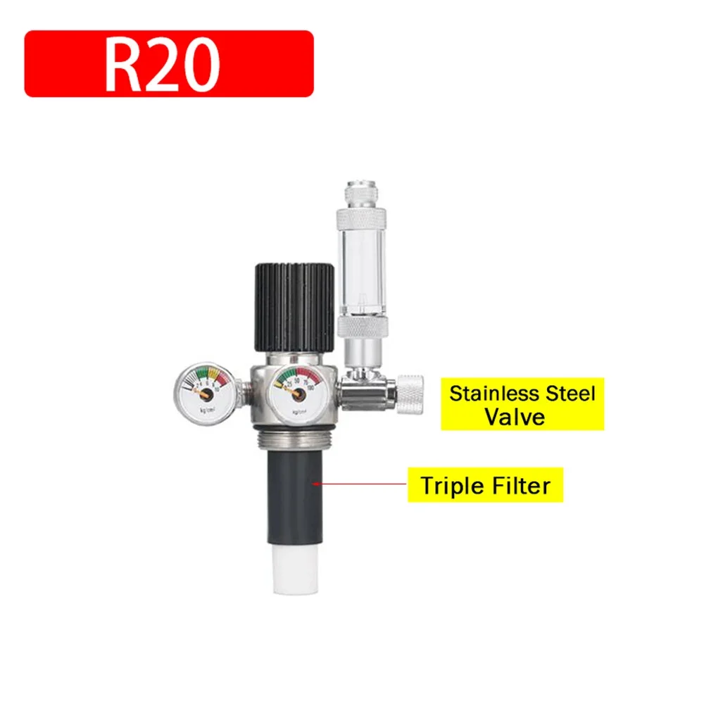 Single/Double Pressure Gauge Regulator Triple Filter Element Stainless Steel Valve with Bubble Counter DIY Aquarium Accessories