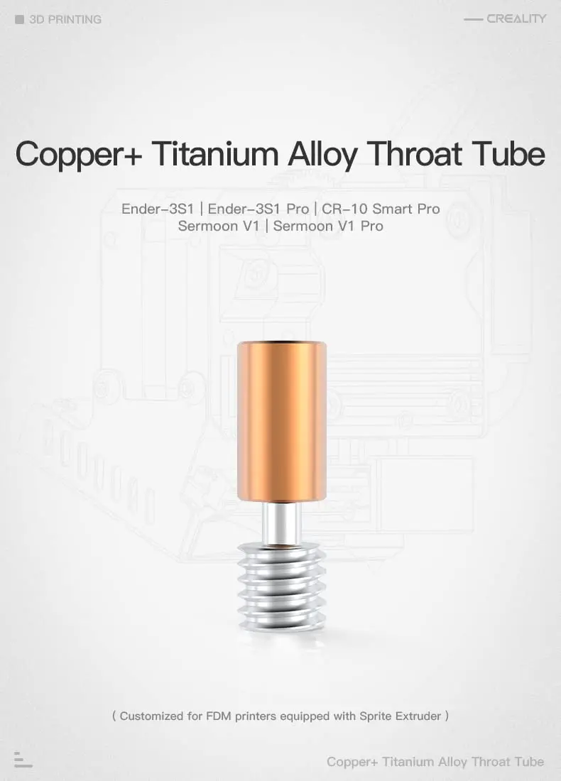 Creality Ender 3 V3 SE/S1 Sprite Extruder Titanium Alloy Throat&Bimetallic throat for Ender3 S1 Pro/CR10 Smart Pro 3D Printer