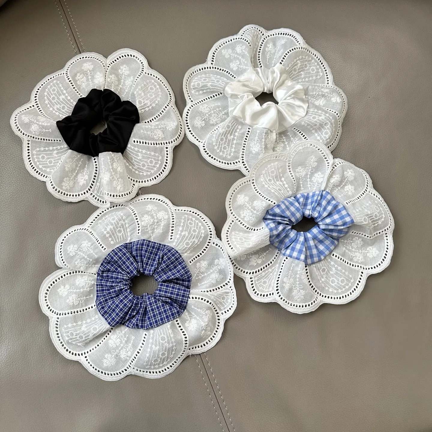 

2025 Big Wave Embroidered Lace Scrunchie Fashionable Hair Accessory for Women