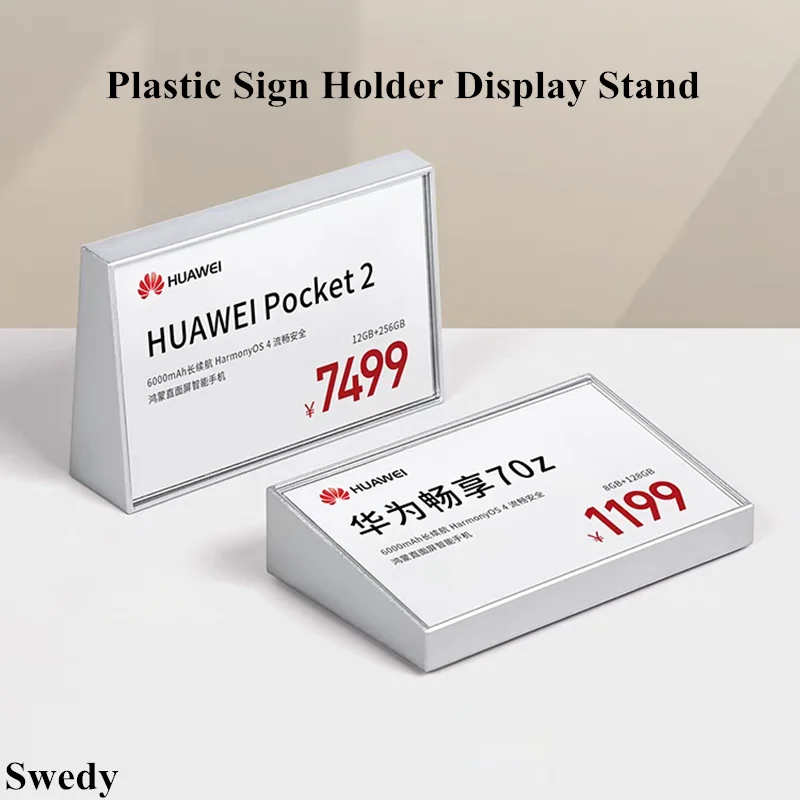 

90x54mm Slant Plastic Sign Holder Display Stand Table Number Place Card Holder Menu Holder Small Price Label Paper Card Tags