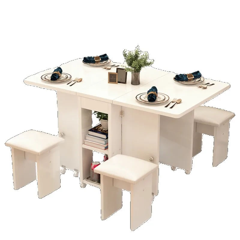 Simple folding dining table small apartment new removable retractable dining table rectangular suitable for home eating table