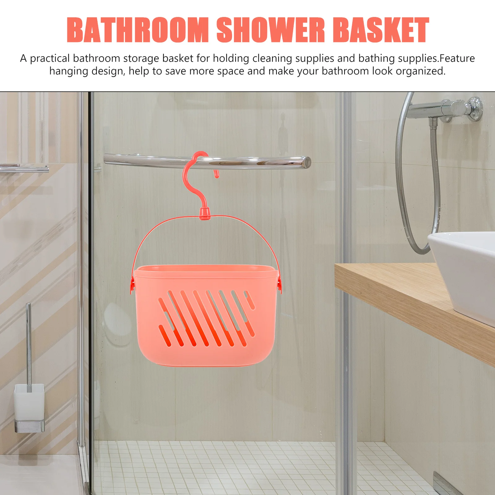 

Hanging Shower Bathroom Basket Plastic Organizer Smooth Surface Save Space Bath Toiletries Towels Hanging Shower