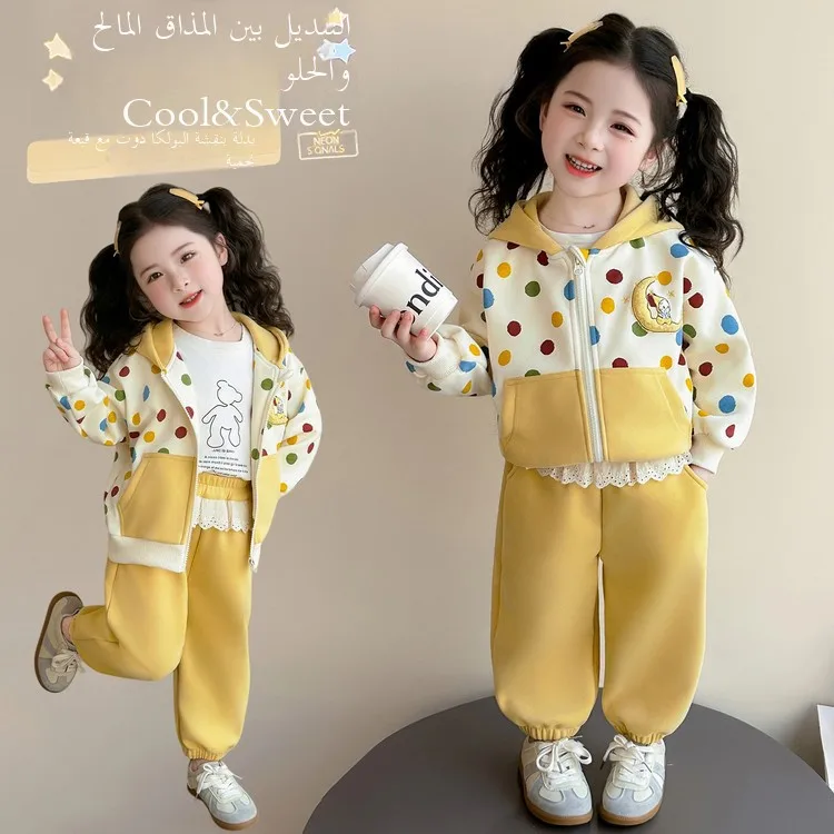 春秋用パーカーセット-女の子用-ベビー服-可愛い-おしゃれ-ツーピーススーツ-通気性抜群-快適-非開口股下デザイン