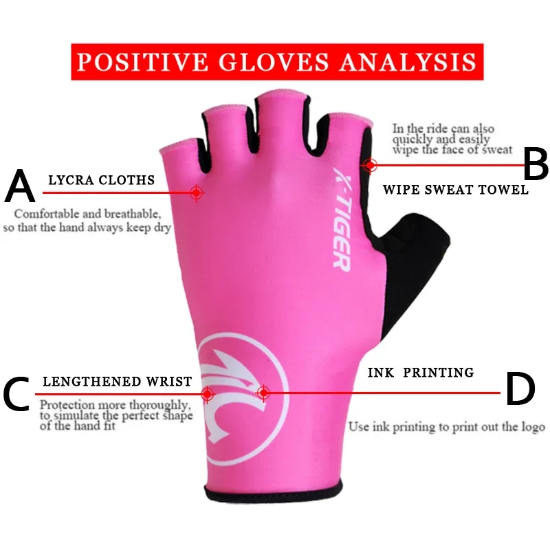 X-Tiger Women Breaking Wind Cycling Gloves Half Finger Anti-slip Anti-sweat Bicycle Anti-shock Sports Gloves MTB Bike Glove