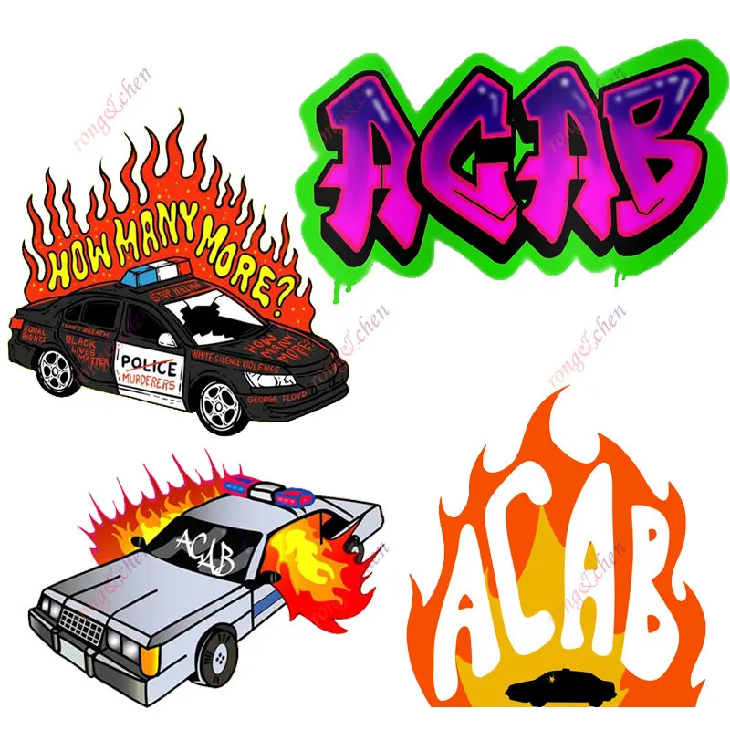 

Cartoon Car Sticker Burning Police ACAB for Car Motorcycle Racing Helmet Laptop Trunk Body Car Window Surfboard PVC Vinyl Decals