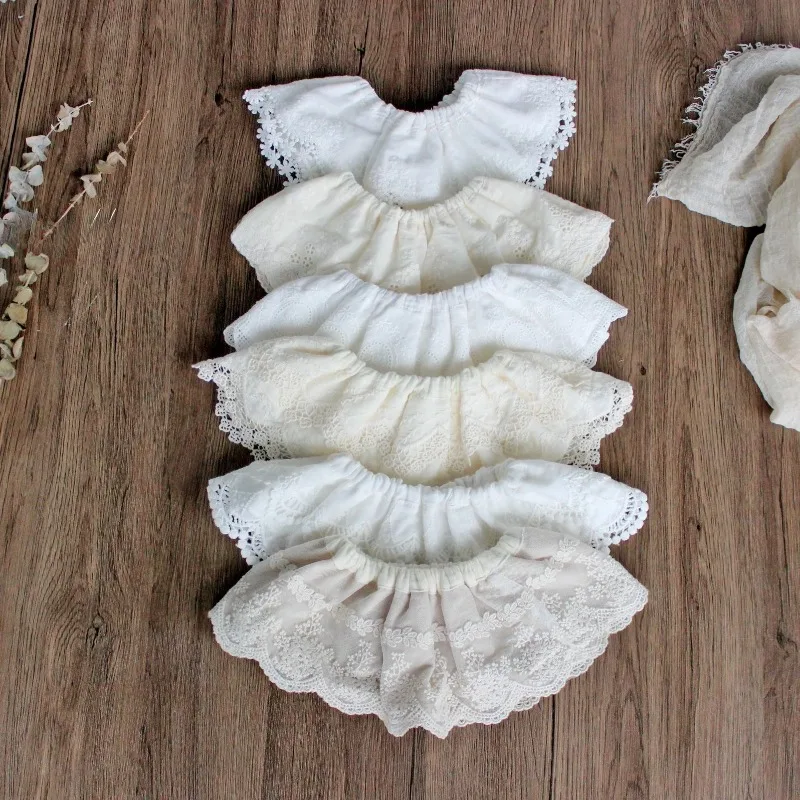 

Винтажный детский нагрудник в китайском стиле — вышитый кружевной воротник, эластичный шейный ремешок из 100% хлопка, элегантный для маленьких девочек