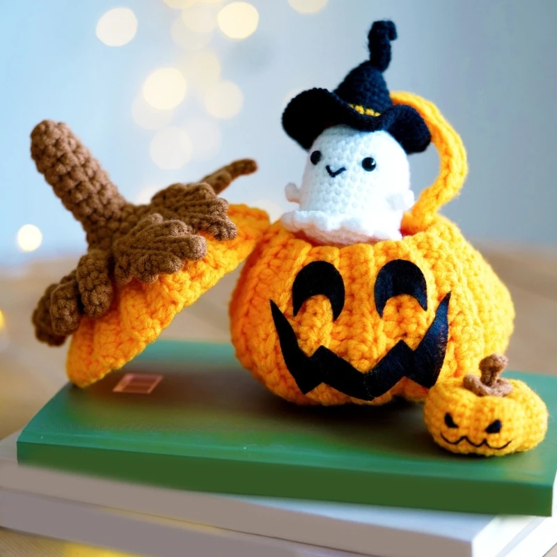 2024 New Halloween Pumpkins Crochet Set with Step-by-Step Instruction, Knitting Accessory