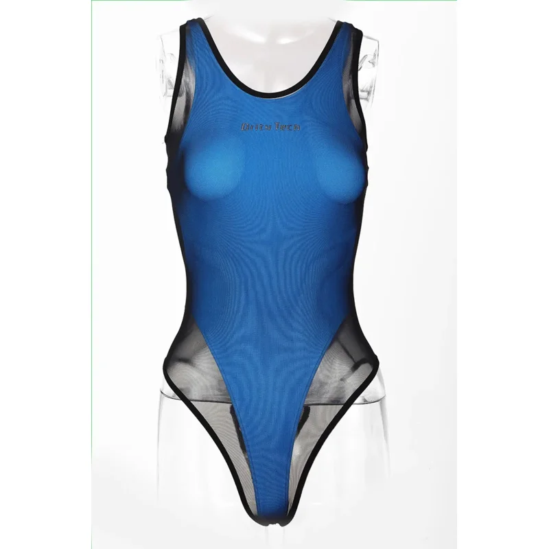 Dirtytech 섹시한 원피스 수영복 메쉬 투명 오버레이 하이 스플릿 레이싱 수영 애니메이션 Cos 섹시하고 귀여운 온천