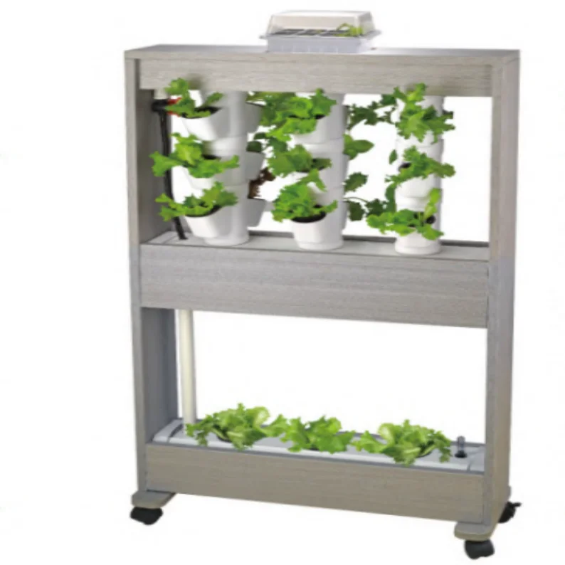 

Vertical Hydroponic Garden System 3 Layers 21 Holes Bamboo Upright Pillar Hydroponic Growing System