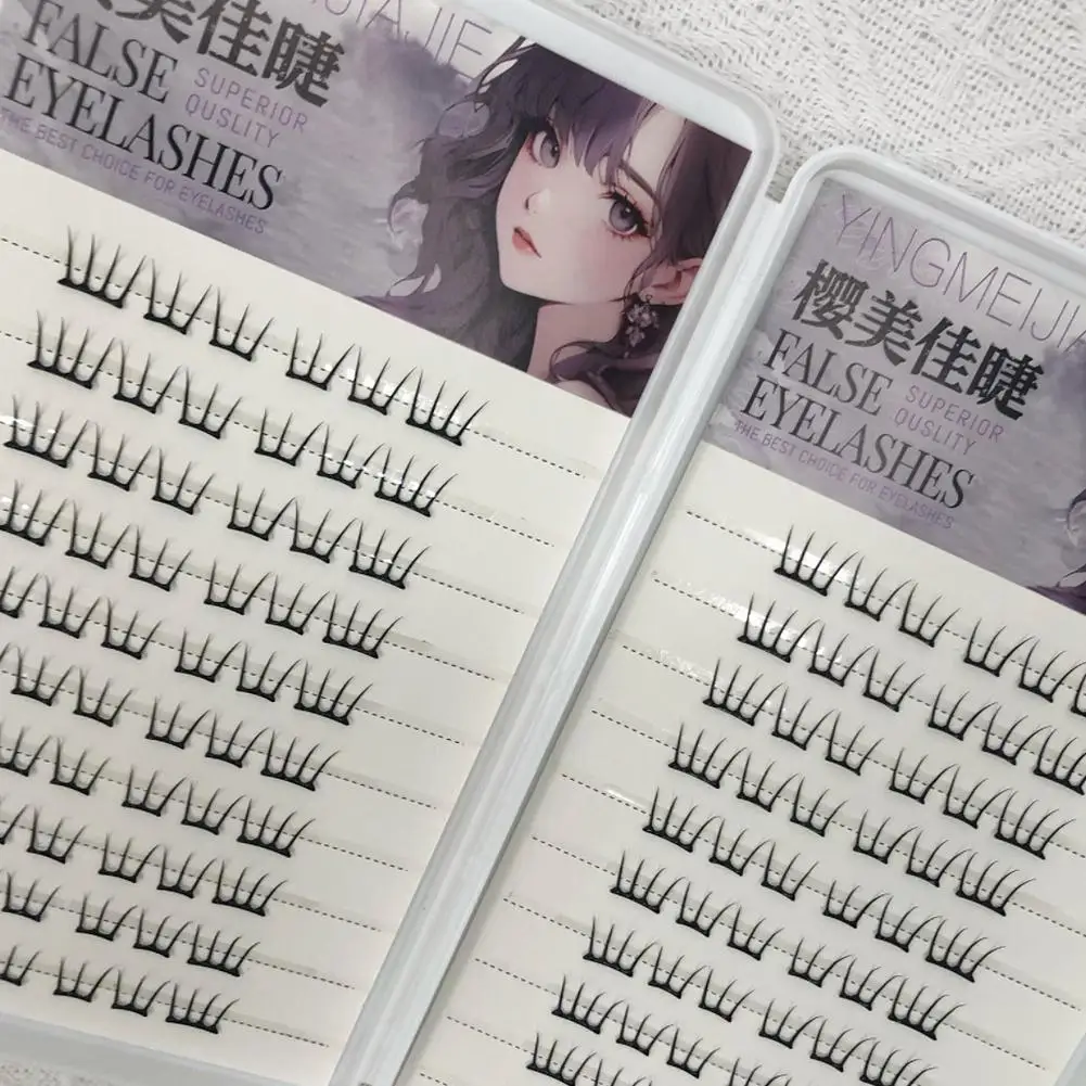 Selbstklebende segmentierte Comic-Falsche Wimpern, kein Kleber erforderlich, einzelne Wimpern, Cluster, natürliche koreanische Idol-Manga-Wimpernverlängerung