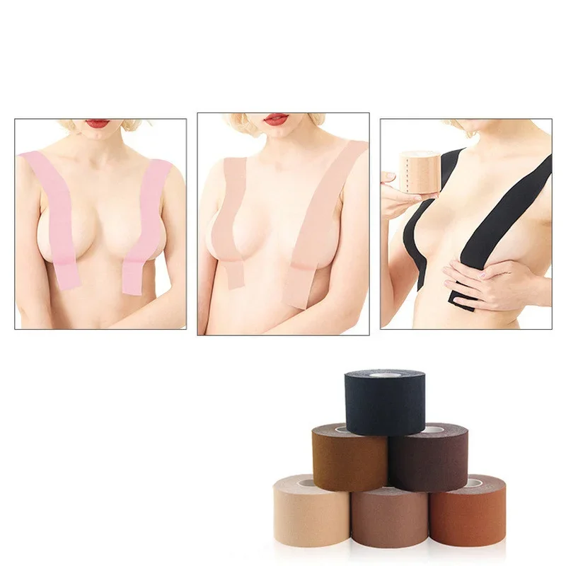 1 Roll Solid Color Sports Muscle Elastic Tape Bandage Women Girls Chest Breast Lifting Patch Nipple Cover Pad