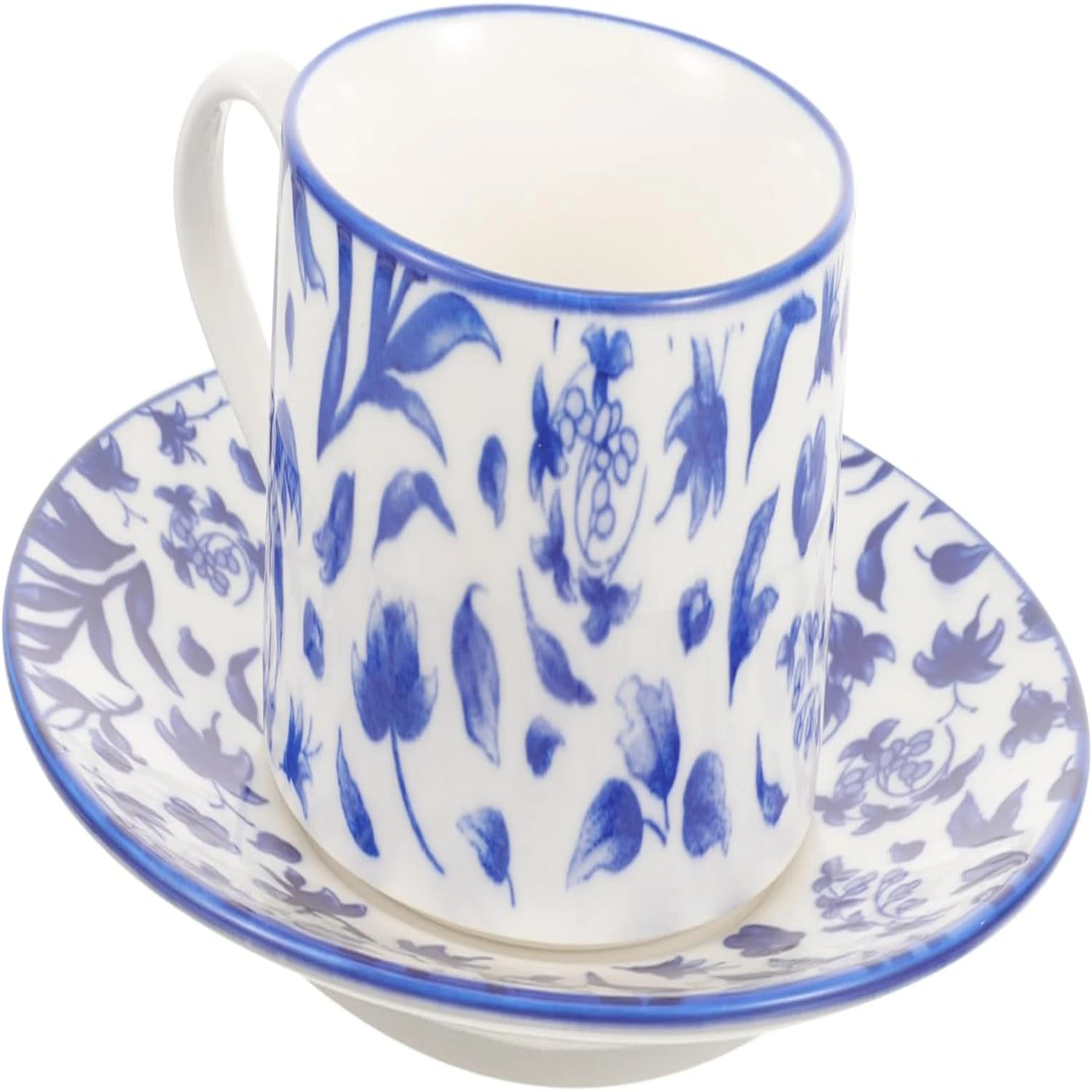 Vintage Chic Tea Cup and Saucer Set for Home or Office Use - Elegant British Design Tea Set with Saucers - Stylish Retro Coffee