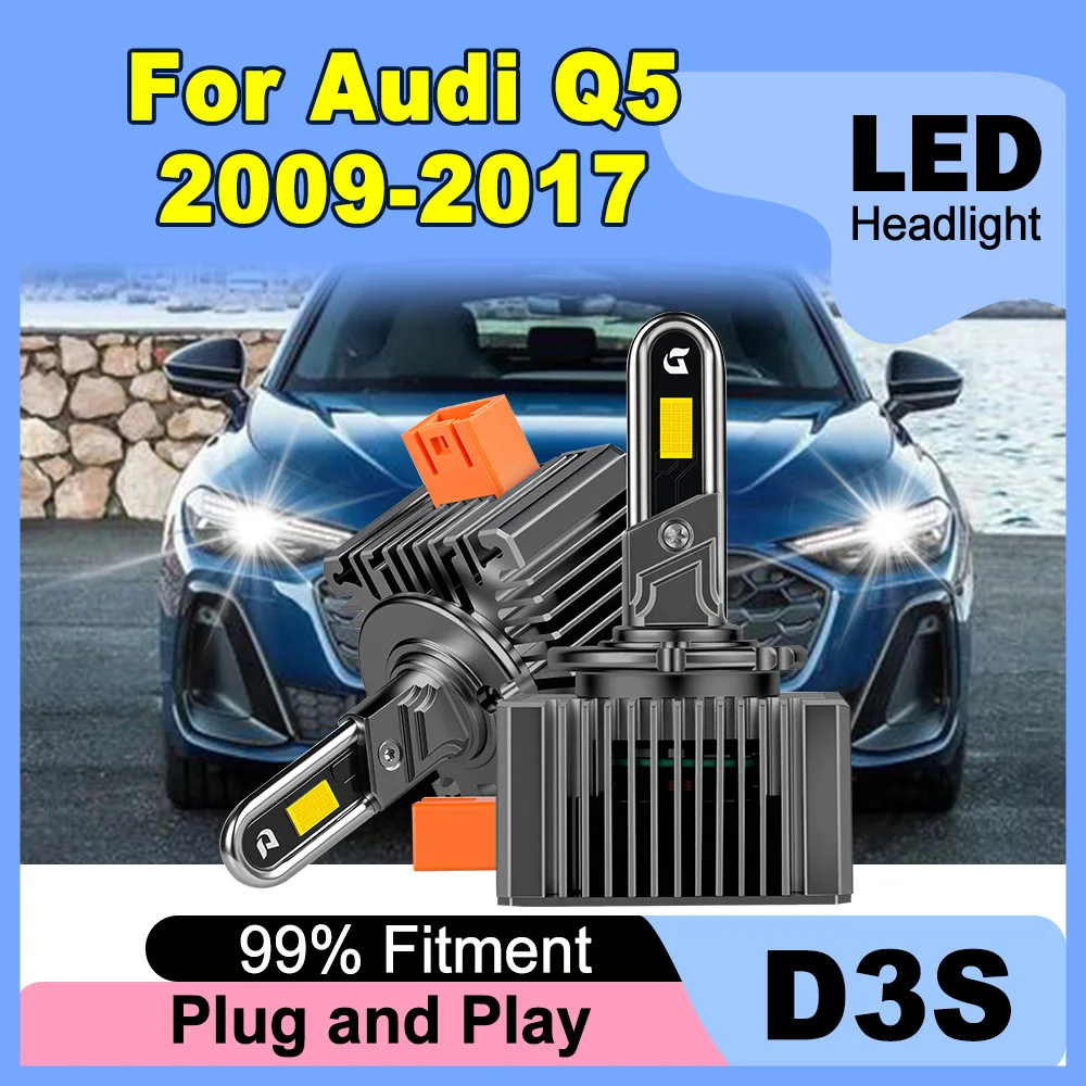 

2 шт. светодиодные ксеноновые фары D3S Canbus с вентилятором, дизайн 1:1, 6000K белый свет, для Audi Q5 2009-2014, 2015, 2016, 2017, турбо-ксеноновые лампы