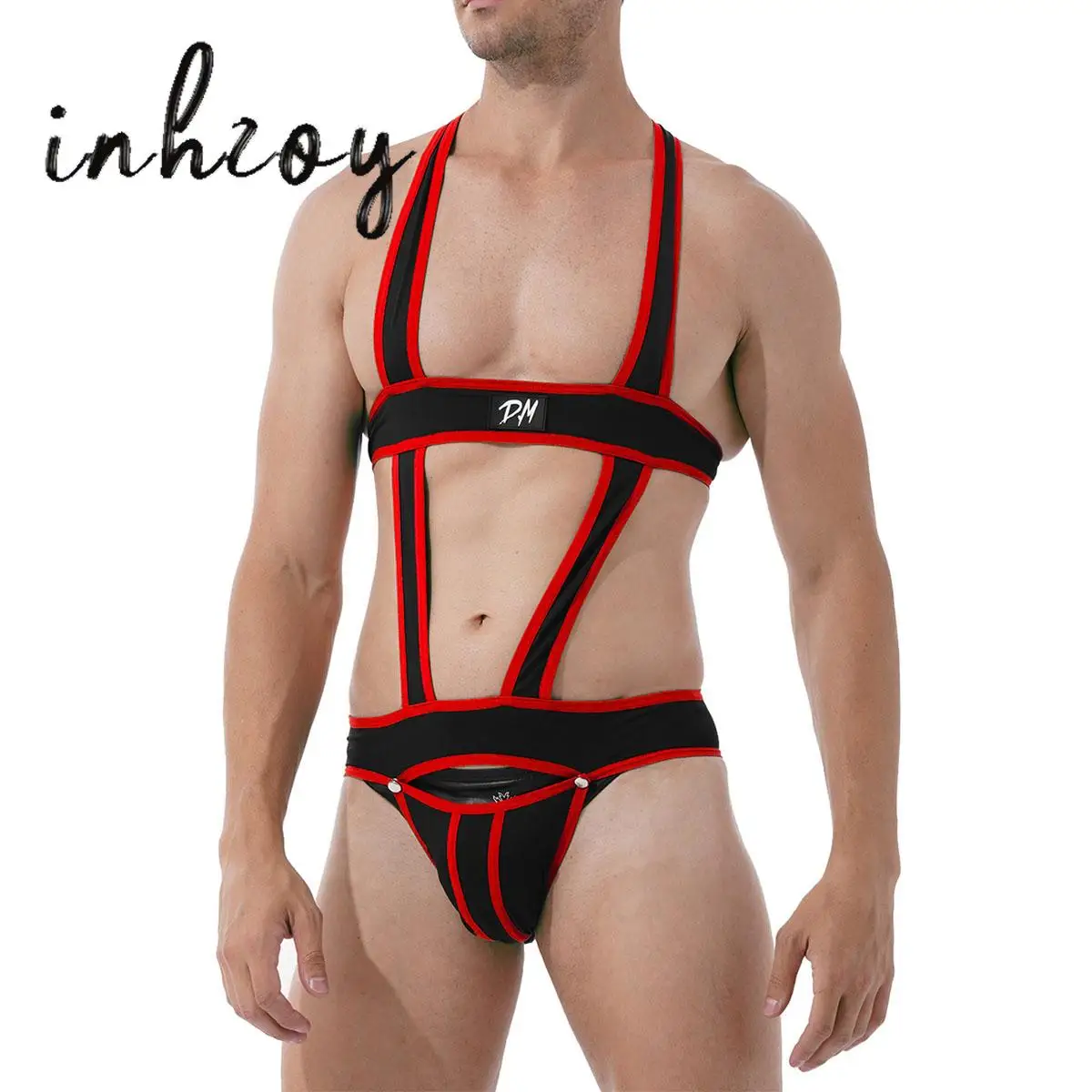 

Men Bandage Hollow Out One-piece Jockstrap Leotard Underwear Sexy Wrestling Singlet Bulge Pouch Thong Bodysuit Lingerie Clubwear