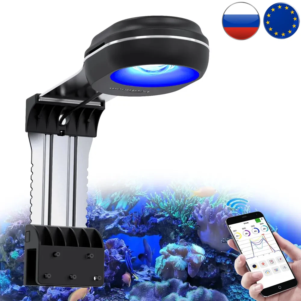 

PopBloom RL60 Nano Aquarium Lamp 60W, WiFi APP Control Aquarium Light Full Spectrum for Reef Coral SPS/LPS Saltwater Mini Tank