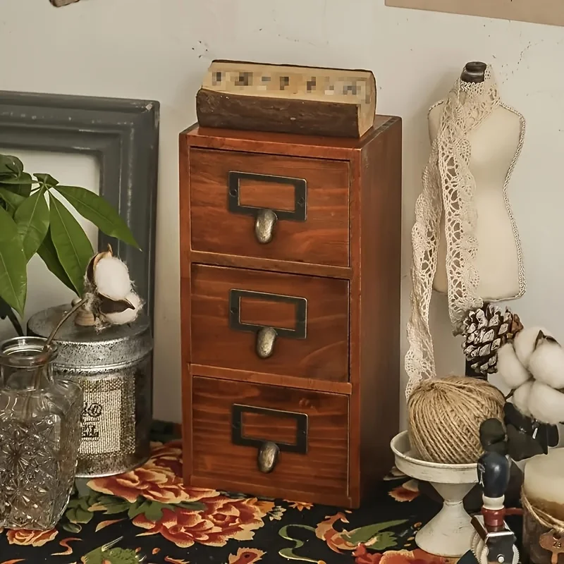 

Wooden Storage Box with Three Layers for Home Use, Versatile for Organizing Jewelry And Cosmetics, Features a Metal Handle, Suit