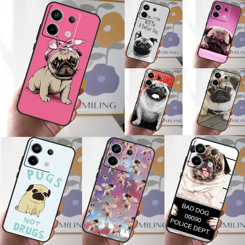 CUTE PUPPY PUG DOG MOPS Funda For Xiaomi Redmi Note 12 11 10 9 8 13 Pro Plus 12S 11S 10S 9S 10A 9C 10C 12C 13C Case