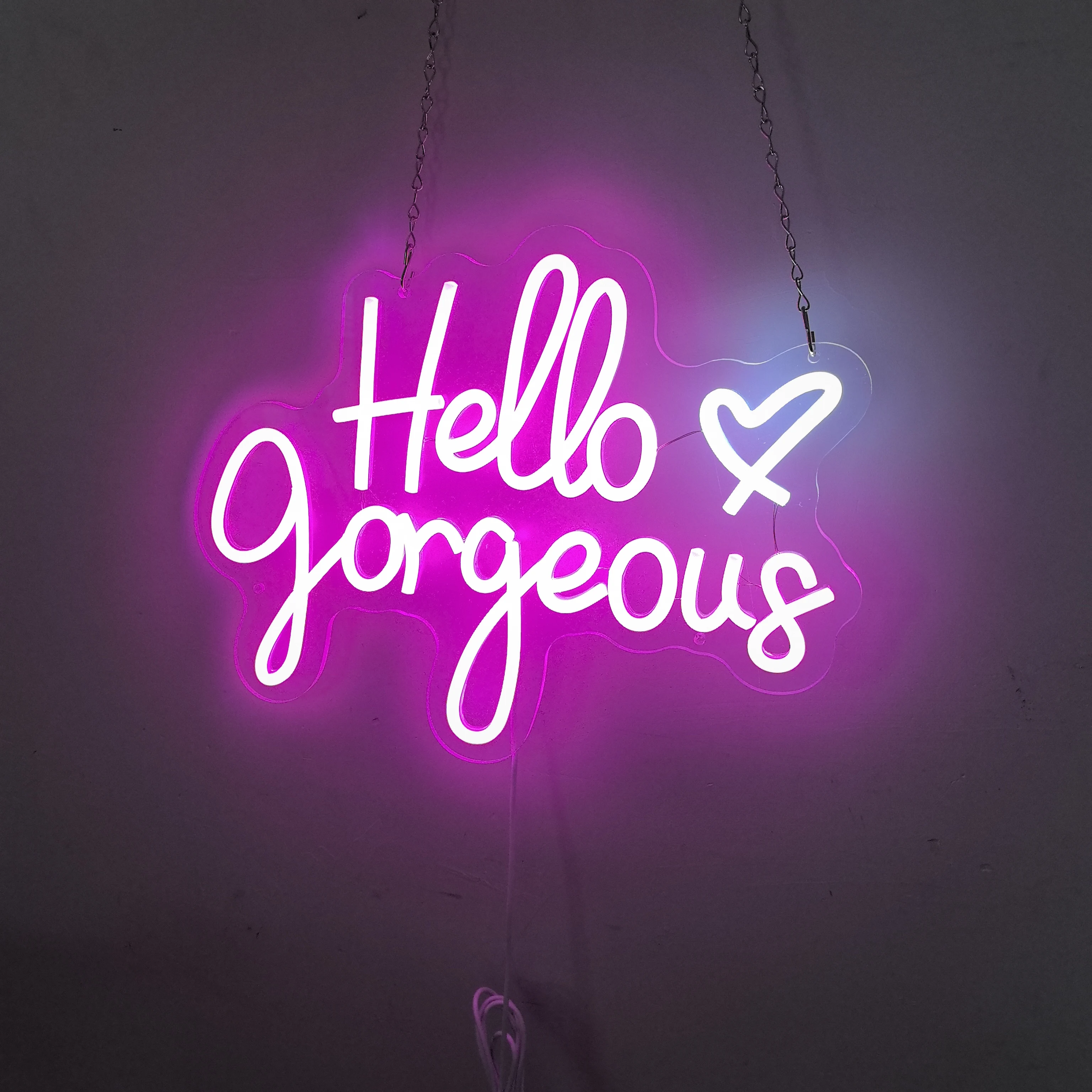 

LED Neon Hello Gorgeous Heart USB Powered Neon Signs Night Light 3D Wall Art Bedroom Living Room Decor Lamp Signs