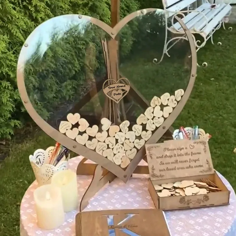 

Heart-shaped Wedding Guest Book Sweet Heart Wedding Decoration Wooden Drop Heart Guestbook Signature Guestbook Party Table Decor