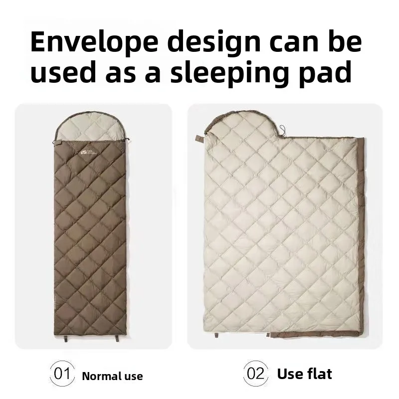 Extra-Thick Portable Single Adult Down Sleeping Bag for Outdoor Camping