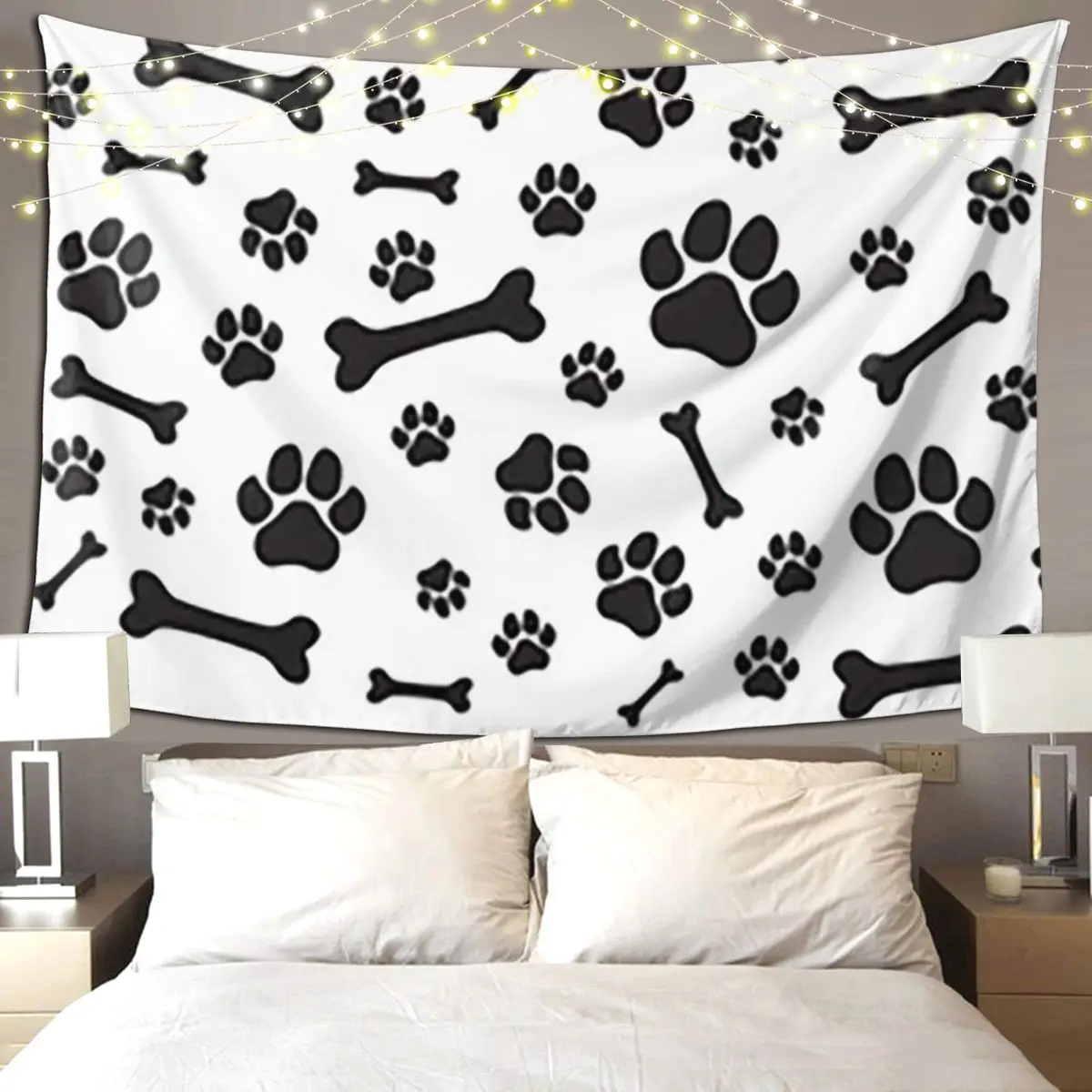 

Colorful Dog Paw Print Tapestry Art Wall Hanging Aesthetic Home Decoration Tapestries for Living Room Bedroom Dorm Room