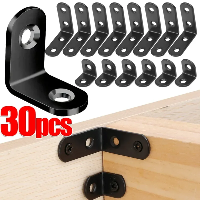 30/10Pcs 90 Degree Corner Brackets L-type Fixed Bracket Wood Board Support Joint Fastener Corner Connector Bracket Corner Code