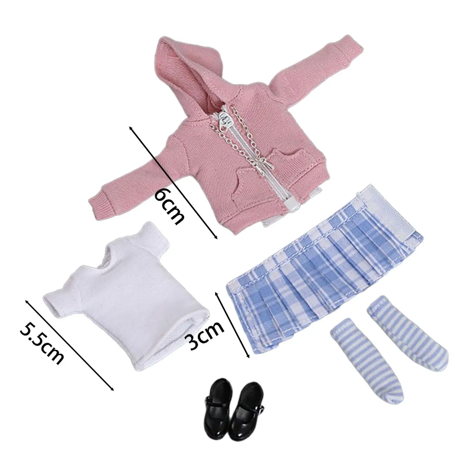 Ensemble de vêtements de figurine à l'échelle 1/12, Kits d'uniforme de poupée, maison de jeu, manteau décoratif à la mode, jupe, sweat à capuche avec fermeture éclair, cadeaux pour salle d'étude