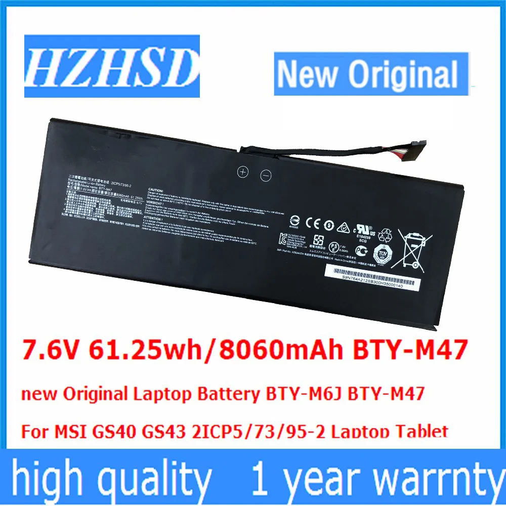 7.6V 61.25wh/8060mAh BTY-M47 new Original Laptop Battery For MSI GS40 GS43 GS43VR 6RE GS40 6QE 2ICP5/73/95-2 MS-14A3 MS-14A1