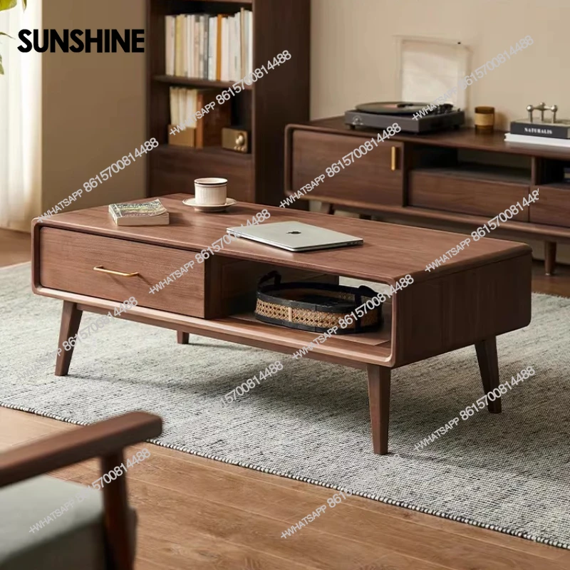 

Журнальный столик из цельного дерева, североамериканский чайный столик из черного ореха, современный журнальный столик для гостиной