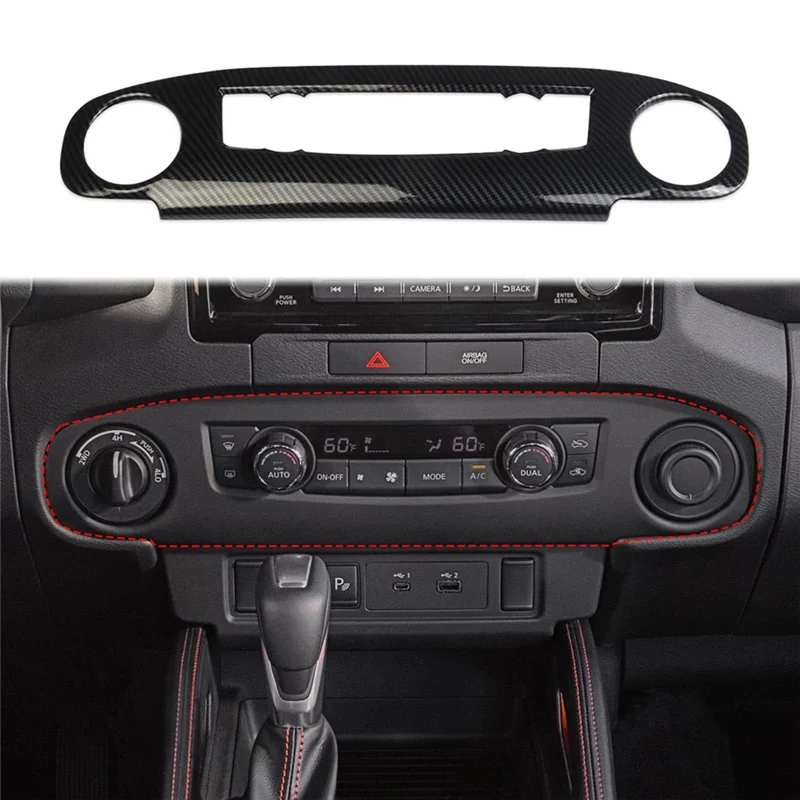 AASS-For Nissan Frontier 2022-2024 Center Console Air Conditioner Switch Panel AC Cover Trim Accessories Component ,ABS Carbon F