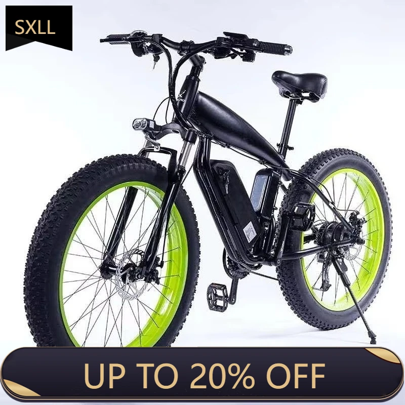 Wide Tire Mountain Electric Bike Lithium Battery Aluminum Alloy Frame for Off-Road Snow Conditions, 48V, Manufacturer Certified