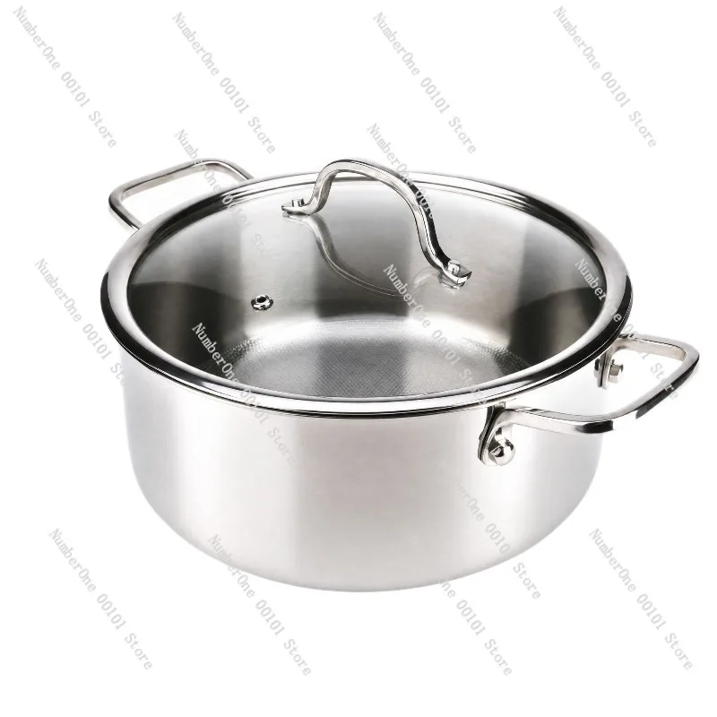 Pure Titanium Non-Coated Soup Pot 3-Layer Base Induction Gas Stove Universal Anti-Bacterial Healthy Stockpot For Home