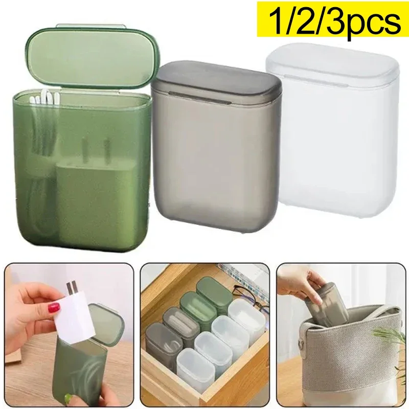 1/2/3Pcs Portable Wire Cable Storage Box Travel Headphone Organizer Bin Drawer Makeup Holder Dust-proof Charger Storage Case