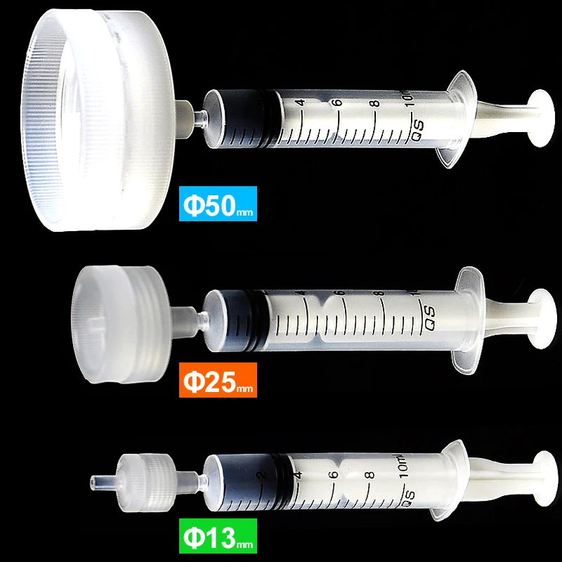 Filtre de seringue réutilisable en plastique transparent, utilisé avec des membranes filtrantes, durable et stable pour la filtrabilité de laboratoire