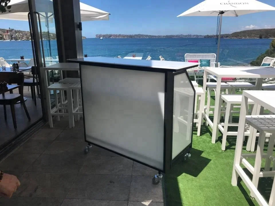 

Aluminum Illuminated Led Table Glowing Up Bar Furniture Night Club Bar Counter Design HOT SALES