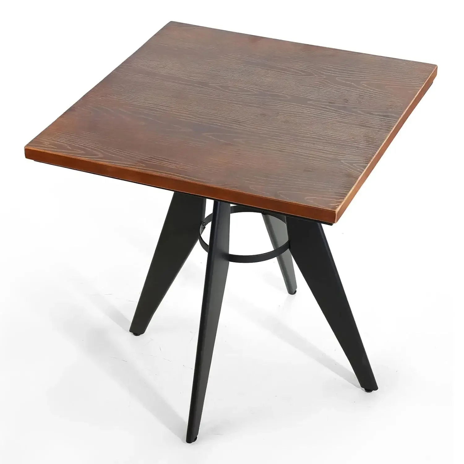 

Square Cafe Table - 27.6" Pine Wood Top, Metal Frame, 28.15" High, Modern Industrial Dining Table for Kitchen, Home, Customized