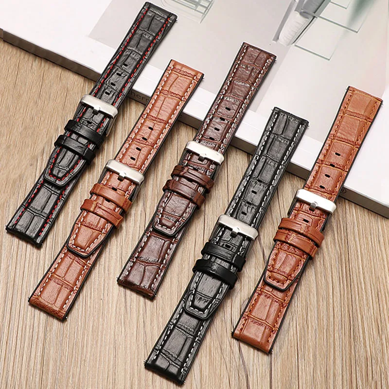 20mm 22mm Silicone Leather Watch Band for Samsung Galaxy Watch 4/3 for Huawei Watch GT2/GT3 42mm 46mm Sport Bracelet Watch Band