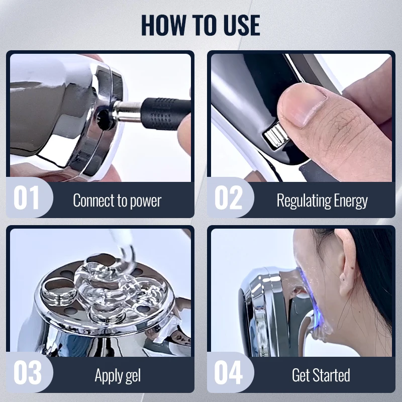 Dispositivo di bellezza a microcorrente EMS – Lifting Rassodante Terapia della luce blu Riduce le rughe Le linee sottili aumenta il trattamento dell'acne al collagene