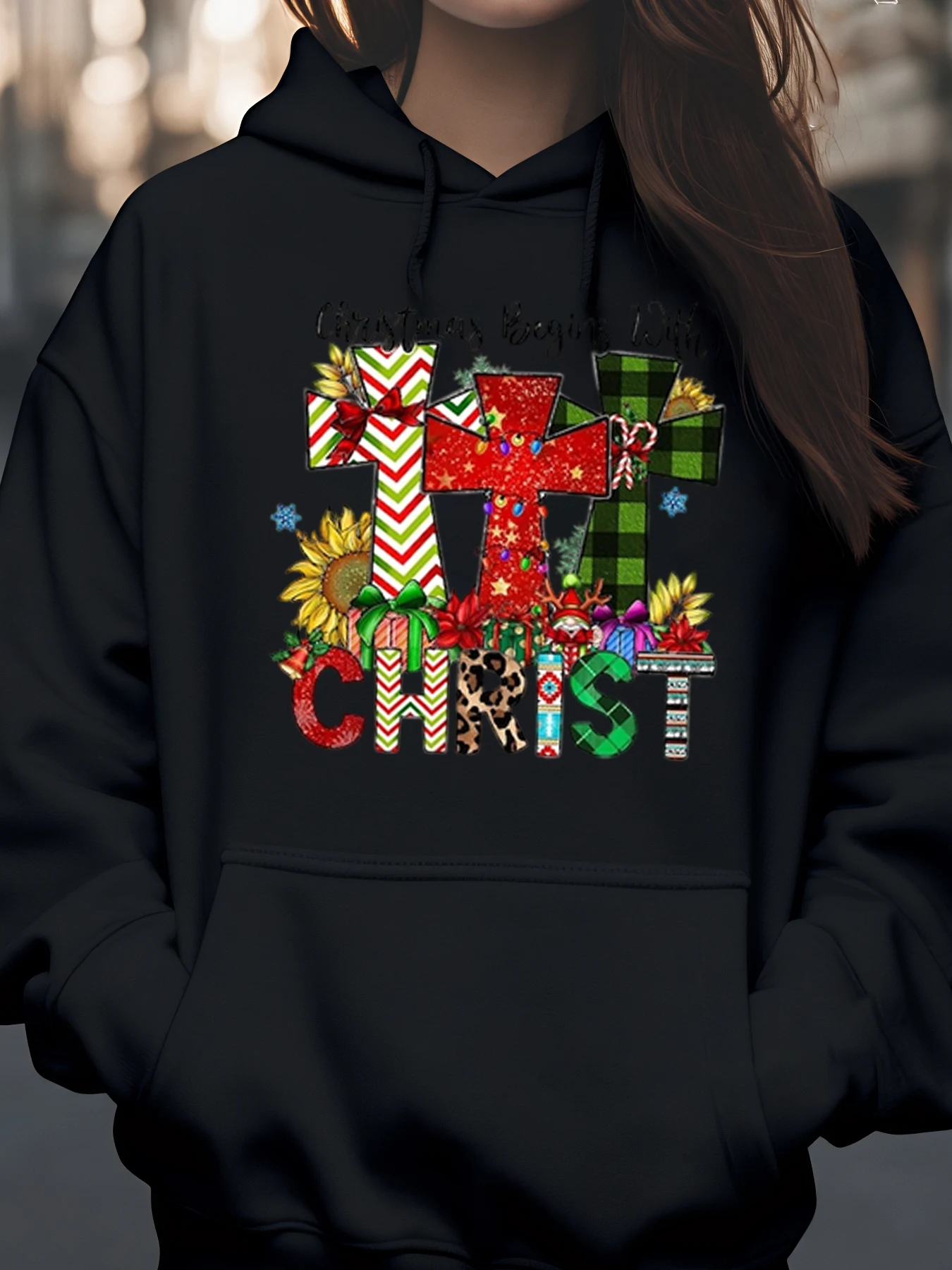 

Рождество начинается с капюшоном в подарочной коробке Криса, праздничная праздничная одежда для женщин