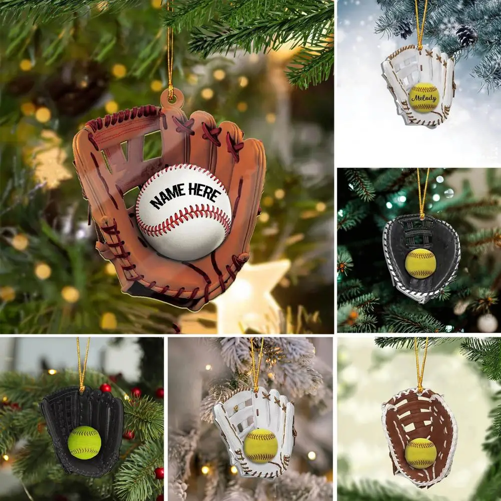 1Pc Softball Glove Pendant Acrylic Flat Softball Glove Ornament Unique Softball Themed Tree Hanging Ornament Gift for Christmas