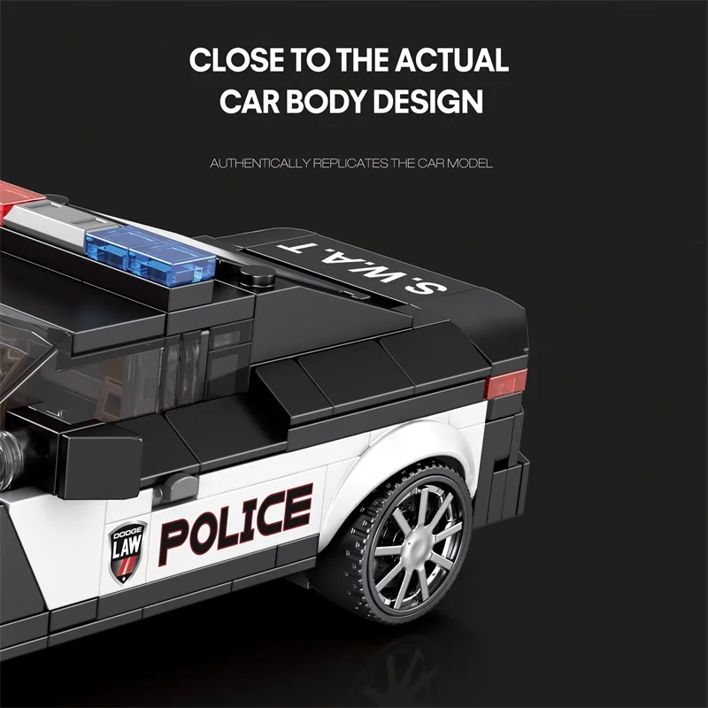 مدينة جديدة SWAT سباق السيارات اللبنات نموذج الشرطة سرعة السيارات الرياضية اللعب لتقوم بها بنفسك الطوب سيارة هدايا عيد ميلاد للبنين أطفال 1:24