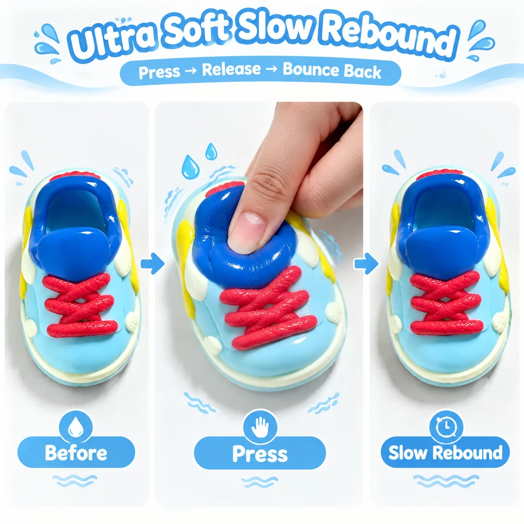 1. Food Grade Silicone Sneaker Shaped Squishy Toy Cute Mini Shoes Fidget Squeeze Toy Stress Relief Hand Sensory Toy For Kids