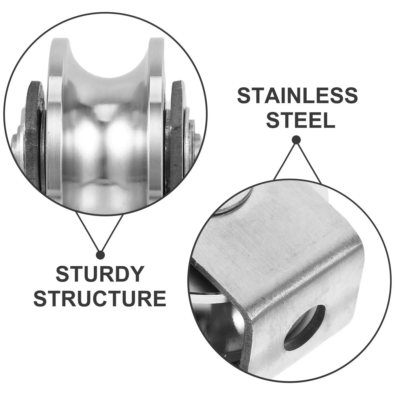 Heavy Duty U Groove Stainless Steel Pulley Block Double Bearing Track Wheel Sliding Gate Roller Cable Pulley Wheel for Gym