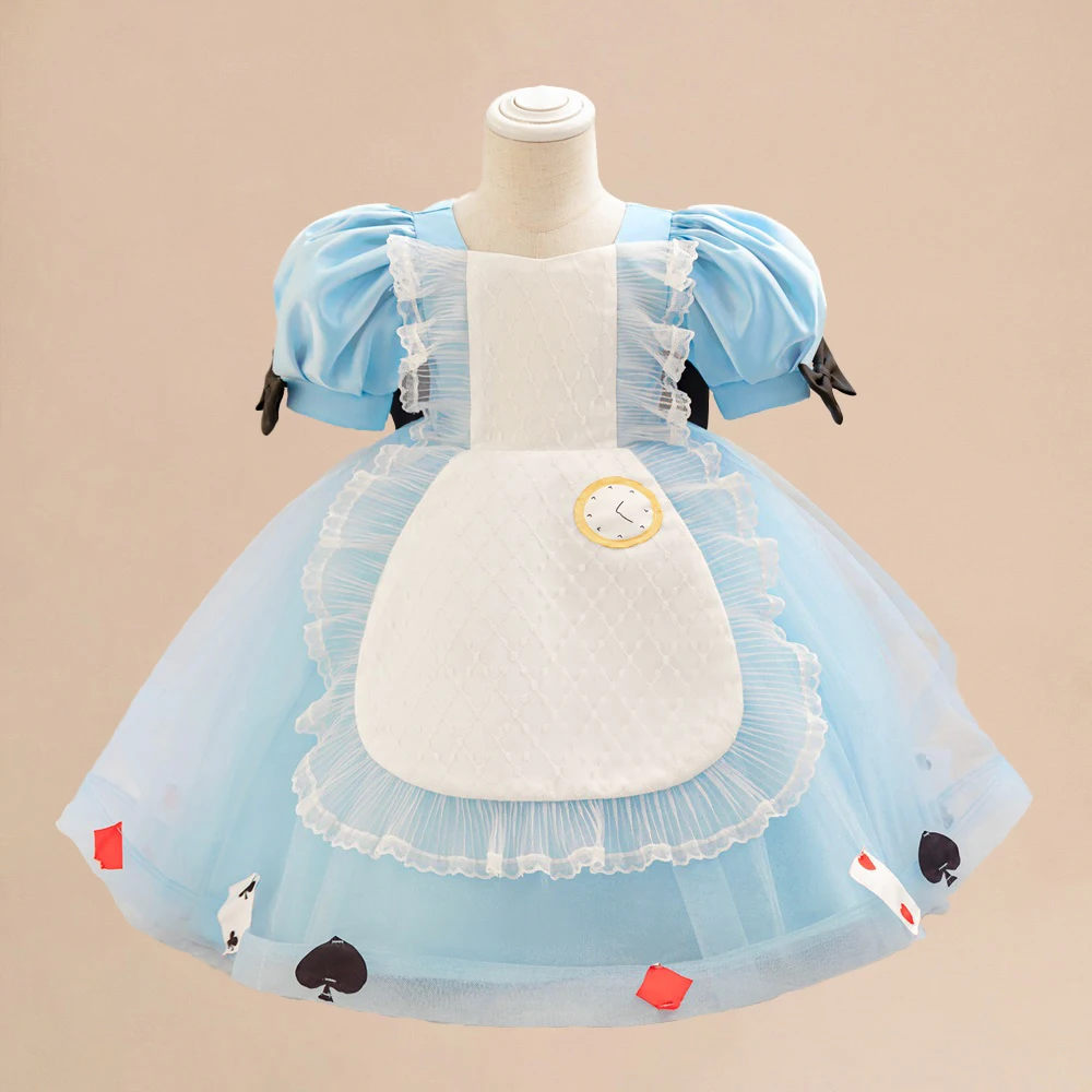 Baby Girl Lolita Alice Party Costume Toddler Poker Maid Cosplay Wonderland Alice Dress Infant 1st Birthday Princess Prom Dresses