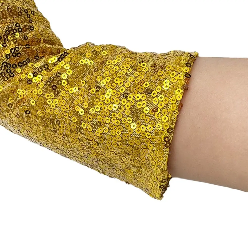 Fashion Vintage Sequins Gloves Shining Fingerless Cosplay Mittens Gothic Long Dancing Gloves Nightclub Stage