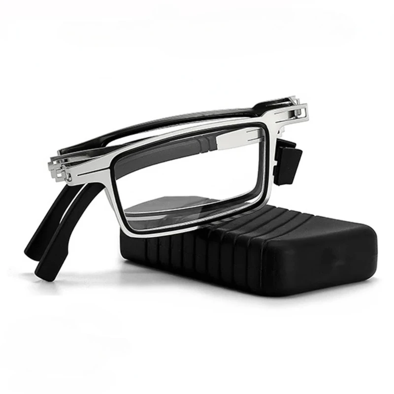 

Foldable Blue Light Blocking Reading Glasses Metal Frame with Case +1.0 To +4.0 Diopter Eyeglasses for Women Men