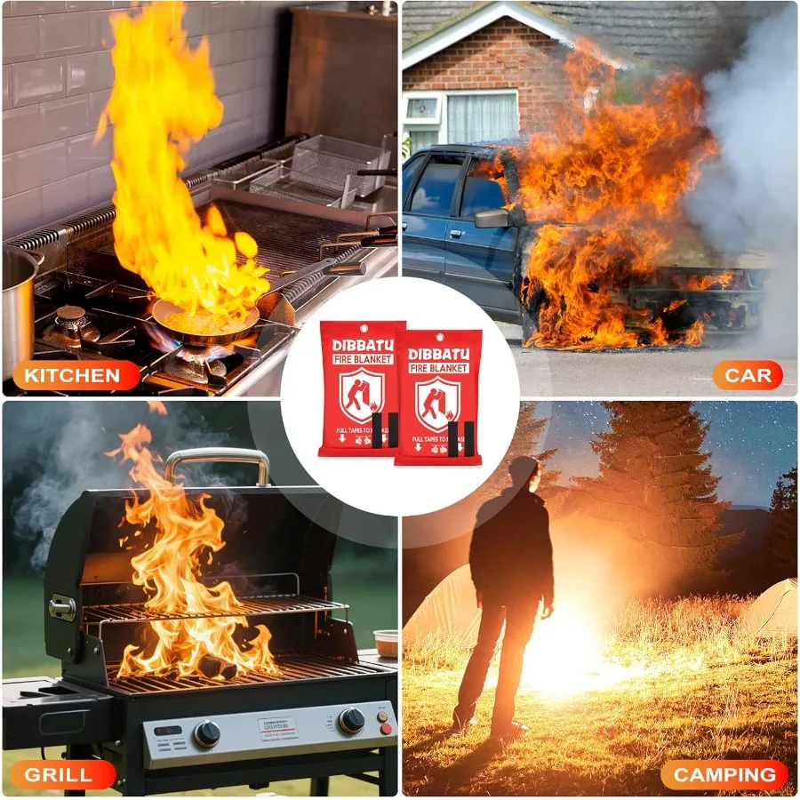 بطانية حريق للحماية من الحرائق في المنزل والمطبخ: بطانية حريق للطوارئ مع خصائص مثبطات مثبطات اللهب للسلامة المنزلية