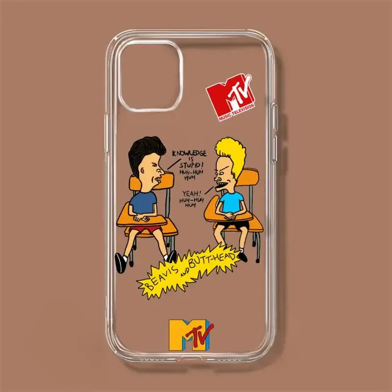 Beavis and Butt-Head Phone Case For iPhone 11 12 Mini 13 14 15 Pro XS Max X 8 7 6s Plus 5 SE XR Transparent Shell