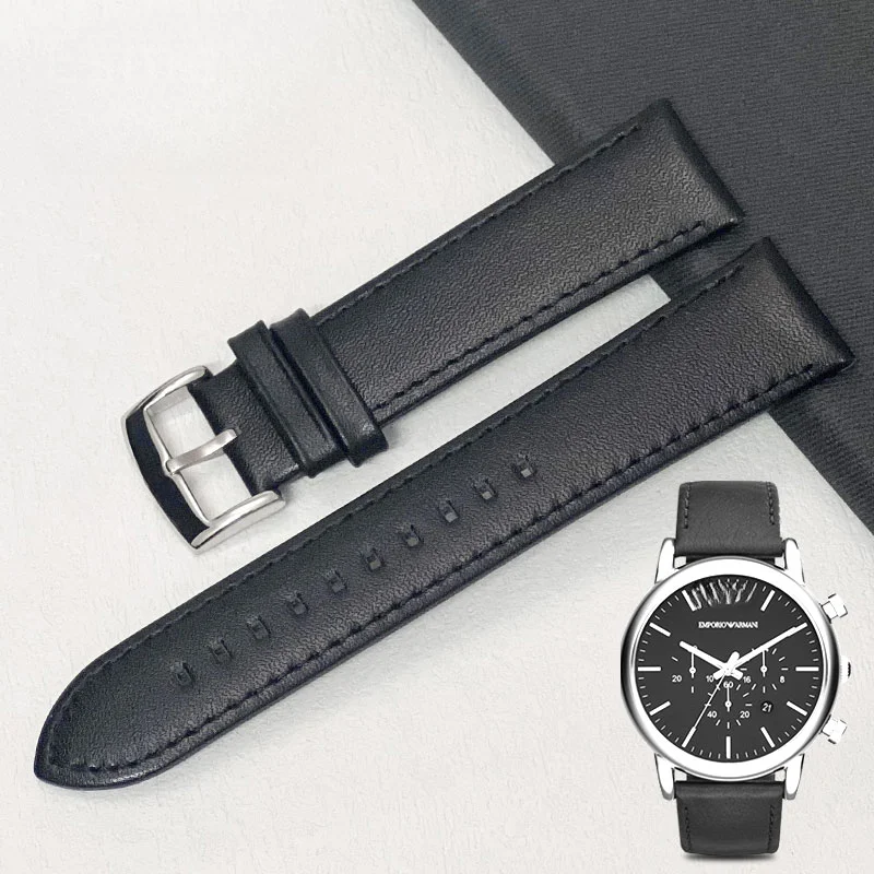 

For Armani AR1828 1970 1918 1808 1880 Watch Men's Genuine Leather Watchbands with Special Buckle 20mm 22mm