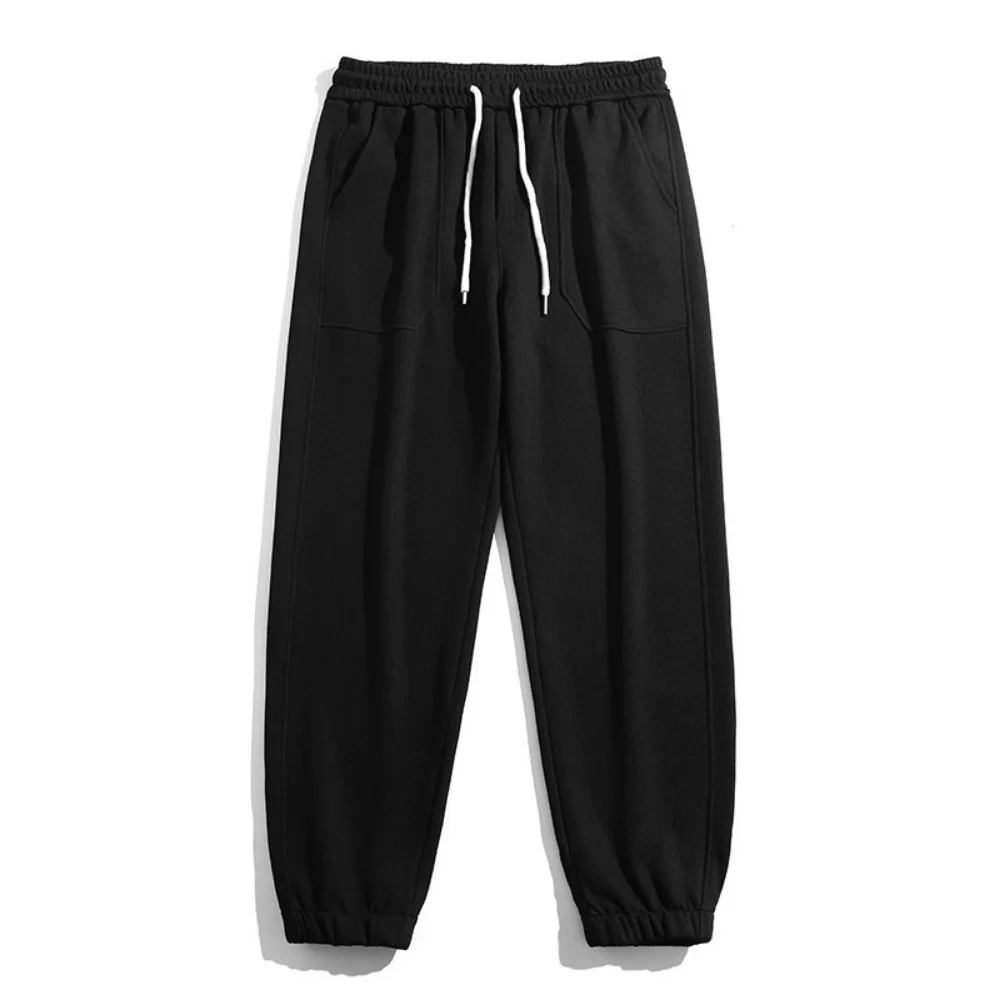 Männer Jogging Jogging hose Winter Mode Freizeit hose Kordel zug reine Farbe Marke schwarze Hose Jogger Männer Kleidung Baggy